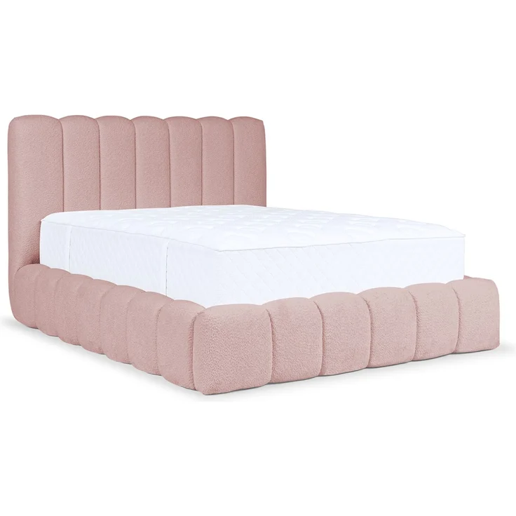 MEBLINI Polsterbett 120x200 mit Lattenrost ohne Matratze - CARLOS - Rosa Boucle - Bubble Bett - Cloud Bett - Marshmallow Bed - Kopfteil Bett mit Stauraum – Bild 1