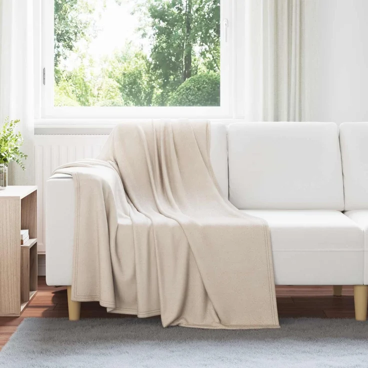 vidaXL Überwurfdecke Beige 170 x 130 cm Fleece 42017005 – Bild 1