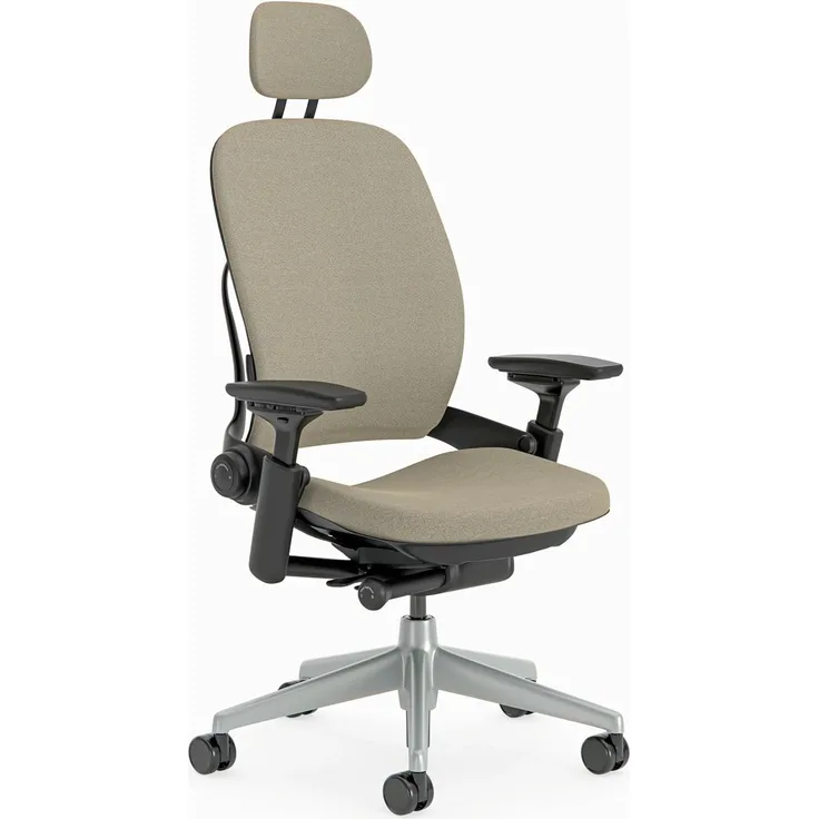 Steelcase Leap Bürostuhl mit Bezug in Trüffel mit Kopfstütze