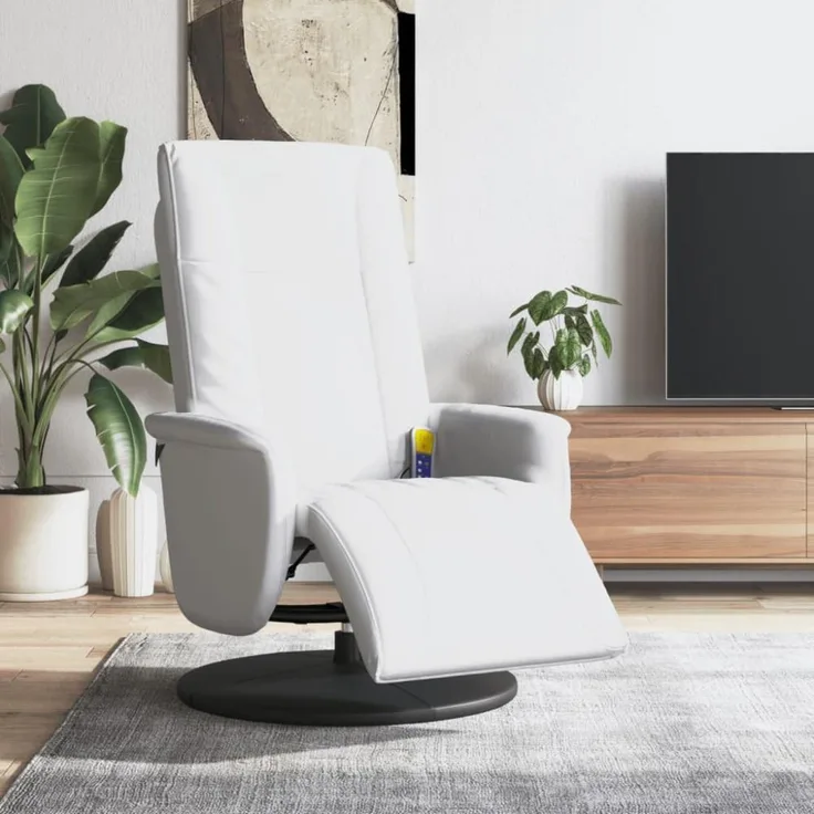 vidaXL Massagesessel mit Fußteil Weiß Kunstleder 356518