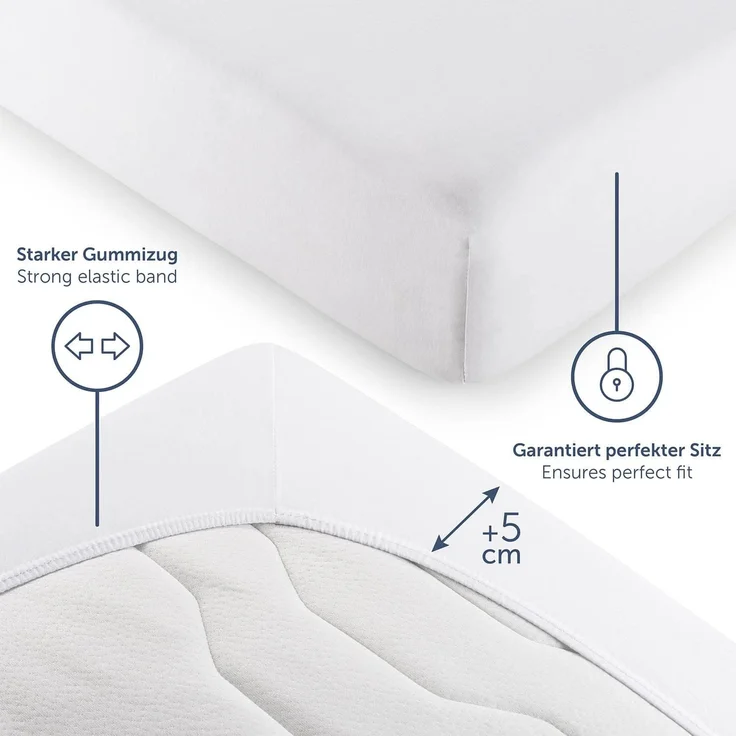 Blumtal® Premium Spannbettlaken 140x200 cm Jersey - OEKO-TEX zertifiziertes Bettlaken 140x200 cm Baumwolle 100% - Spannbetttuch 140x200 cm für Matratzen bis 25 cm - Laken - 140x200 Spannbettlaken - Weiß – Bild 4