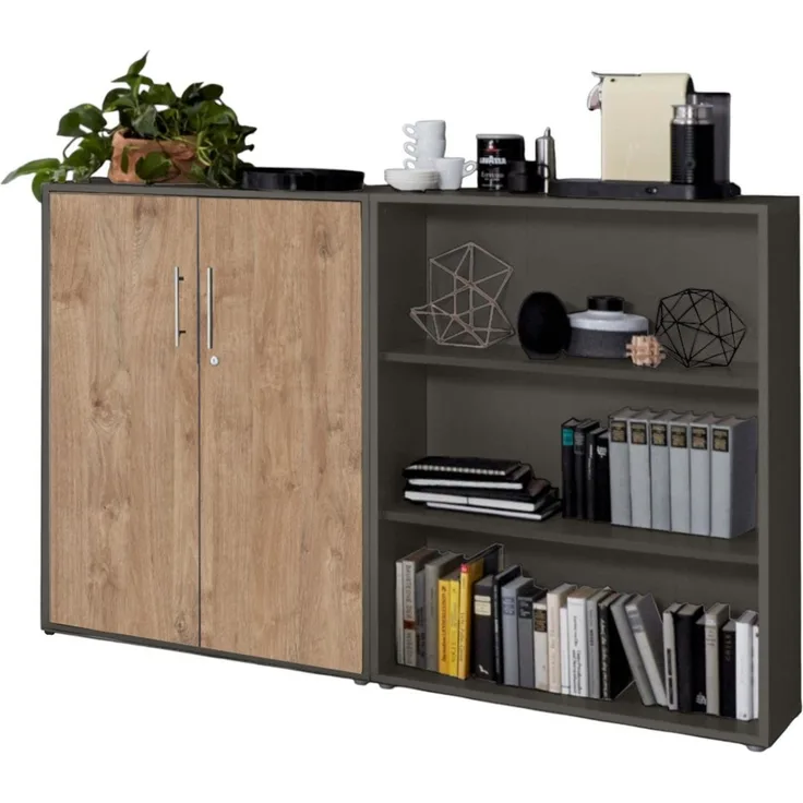 BMG Möbel Aktenschrank Office Edition Schrankwand 1 niedrig abschließbar, in verschiedenen Farben