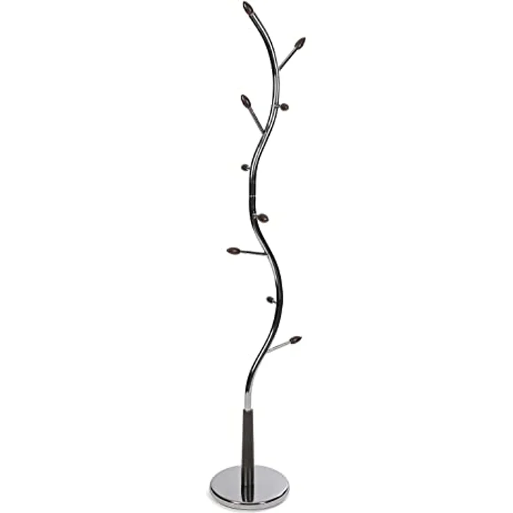 Versa Swindon Minimalistischer Garderobenständer für den Eingangsbereich, mit 9 Haken für Kleidung oder Taschen für die Halle, Maßnahmen (H x L x B) 185 x 30 x 30 cm, Metall, Farbe: Silber – Bild 2
