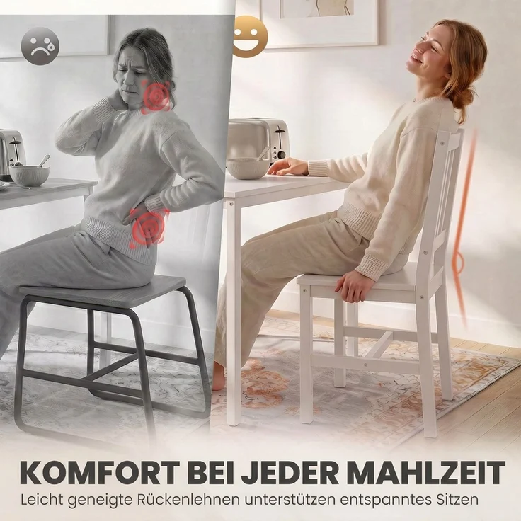 HOMCOM Essgruppe, MDF, Kohlenstoffstahl, Weiß, 80 x 60 x 75 cm – Bild 5