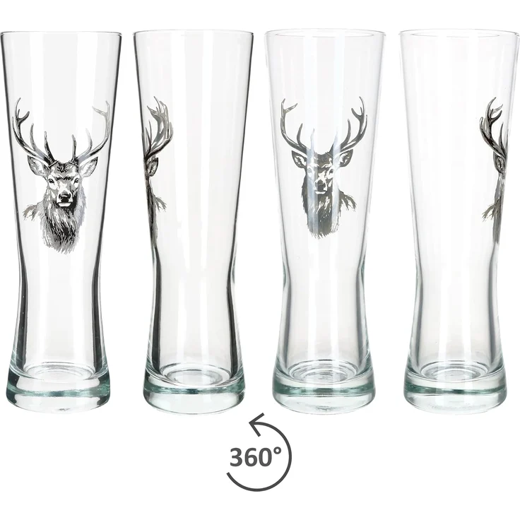 MamboCat Bierglas Alois 6er Set Weizenglas 0,5 L Hirschmotiv Geschenkverpackung, Glas – Bild 5