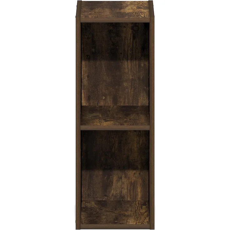 Furinno Fulda Bücherregal, 2-stöckiges schmales Bücherregal, Regal mit 8-Zoll breitem Stauraum, 23,6(T) x 20,0(B) x 53,8(H) cm, für Wohnzimmer, Schlafzimmer, Home Office, Amber-Kiefer – Bild 7