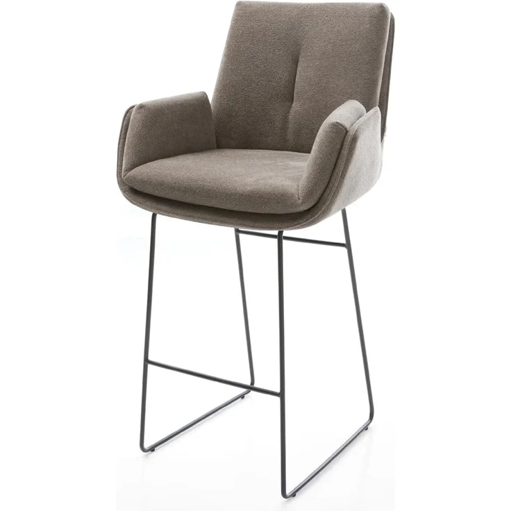 Barstuhl Clea-Flex Strukturstoff Soft Taupe Kufengestell Metall Schwarz – Bild 2