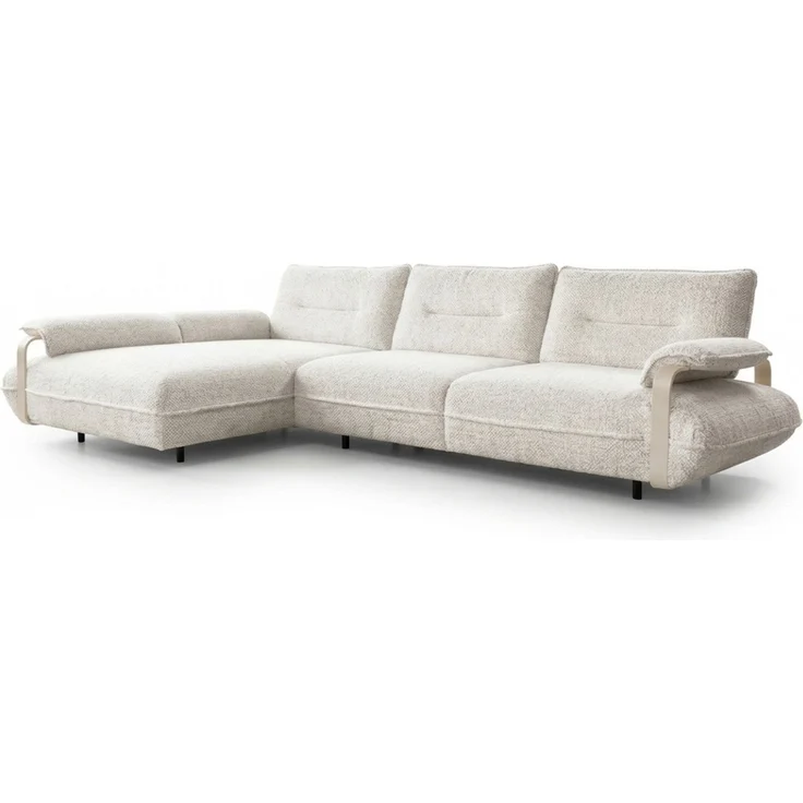 KAWOLA Ecksofa ANISSA Stoff cremeweiß manuelle Rückenverstellung Longchair links 84 x 185 x 297 cm – Bild 3