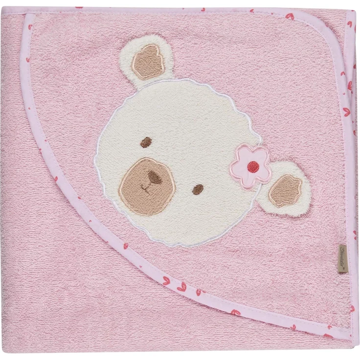 Sterntaler Kapuzenbadetuch Bär Betty, Baby-Badetuch mit Kapuze, saugfähige Baumwolle, süße 3D-Ohren, weich und pflegeleicht, 100×100×0,5 cm, rosa