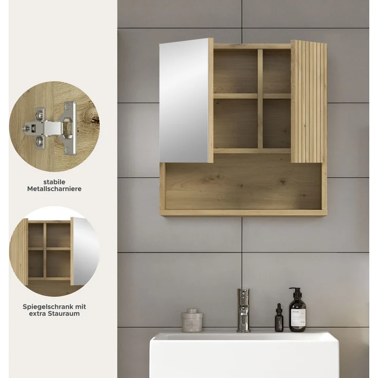 Spiegelschrank B/H/T: 60x55x17 cm in Artisan Oak Nachbildung und -- – Bild 7