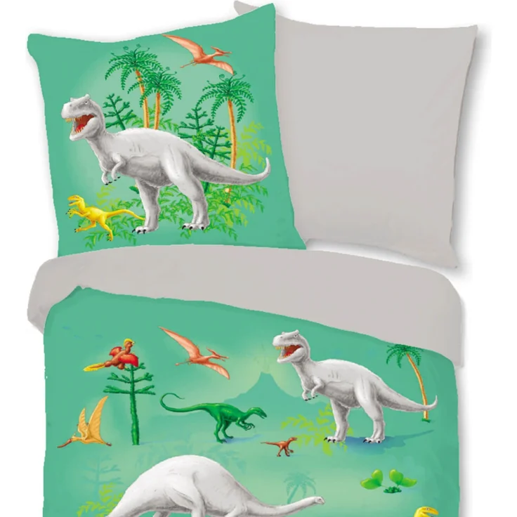 Dino Grün Bettwäsche Digitaldruck ESPiCO Sleep and Dream 135 x 200 + 80 x 80 cm – Bild 2
