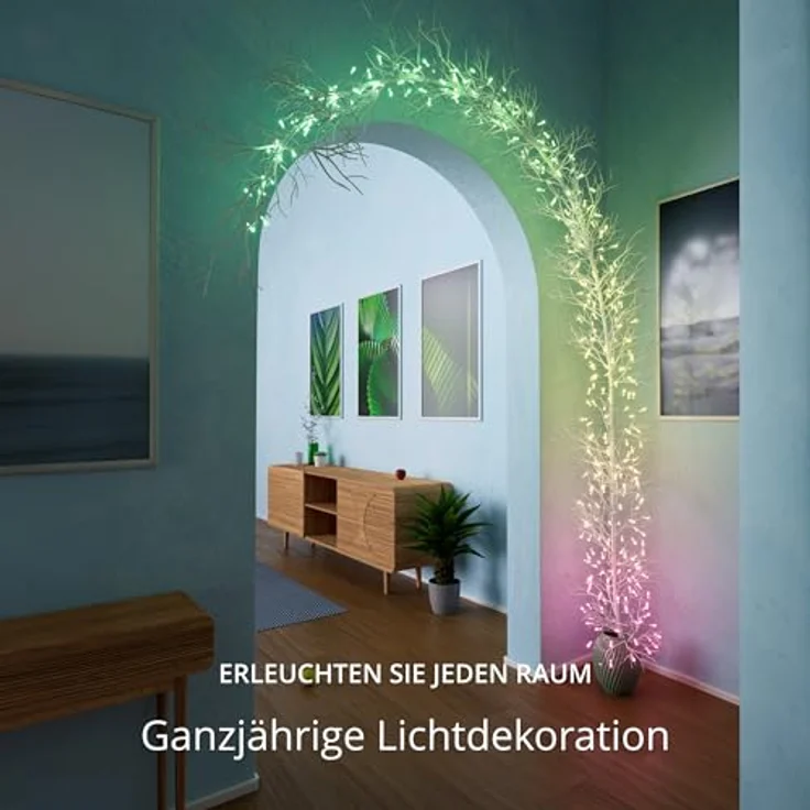 Twinkly Strings Candle 100 LED, LED-Lichterkette in Kerzenform, RGB LED-Lichter Mehrfarbig, Kompatibel mit Alexa & Google Home, Gaming-Lichter, Stromversorgung über USB-C, Grünes Kabel, 6m – Bild 10