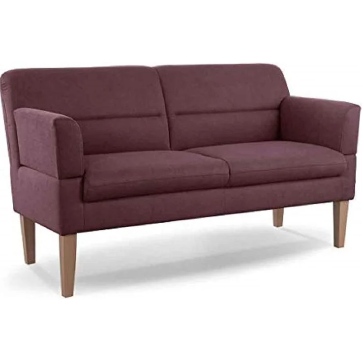 CAVADORE 2,5-Sitzer Küchensofa Kira / Sitzbank für Küche, Esszimmer oder Wohnküche inkl. Armteilverstellung / Leichte Fleckenentfernung dank Soft Clean / 168 x 94 x 81 / Flachgewebe: Weinrot