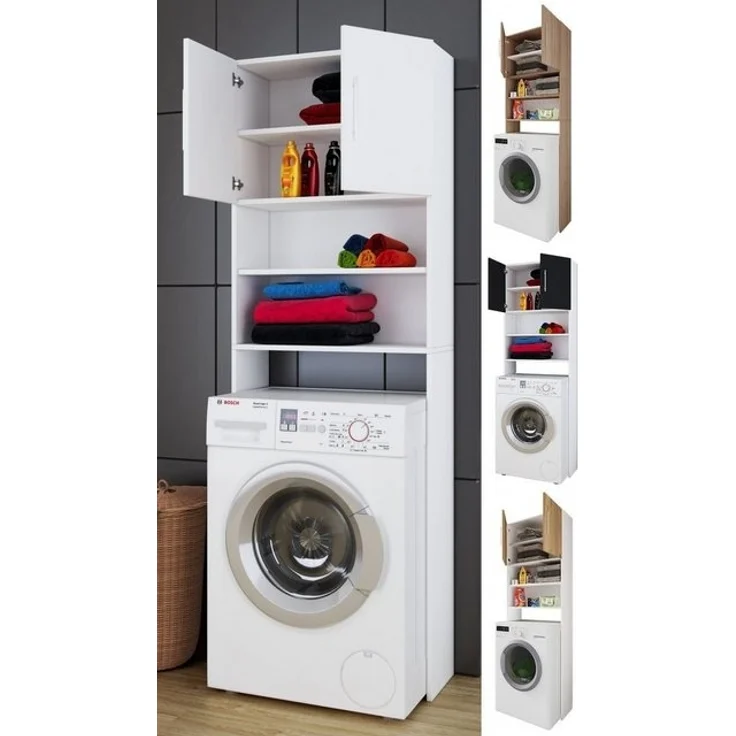 VCM Badmöbel Waschmaschinenschrank Jutas 919460 Sonoma-Eiche B. 64 x H. 190 x T. 25 cm – Bild 4