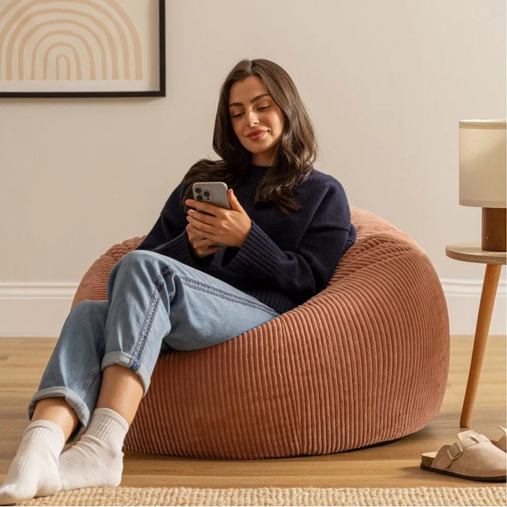 icon Kingston Großer Sitzsack, Jumbo Cord Sitzsack, Dawn Pink, Sitzsack für Erwachsene mit Füllung inklusive, Bequemer Lounging Chair für jedes Alter – Bild 2
