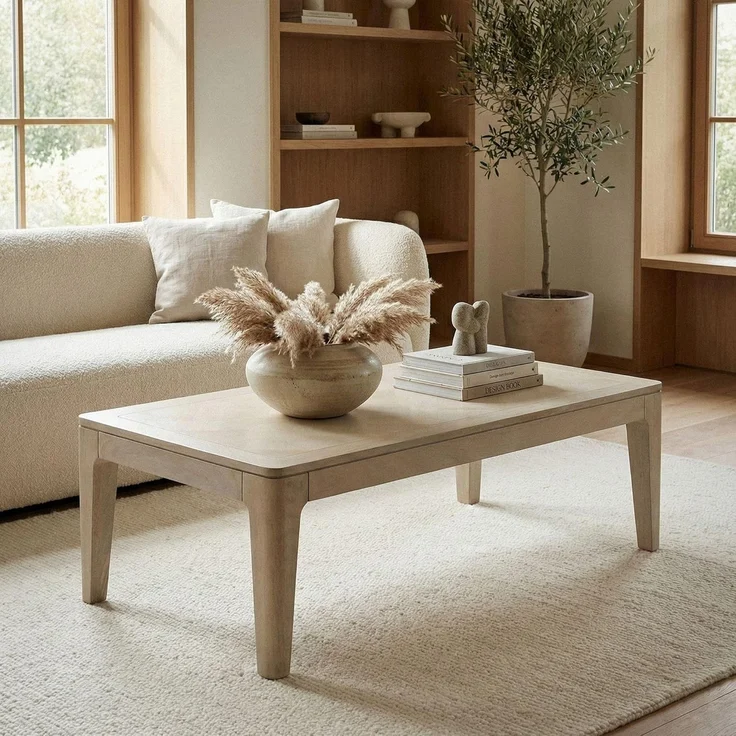 FINEBUY Couchtisch FB77663 Sofatisch 120cm Wohnzimmertisch Loungetisch (Warme Holzoptik mit natürlicher Maserung), Zeitloses Design für stilvolle Wohnräume – Bild 4