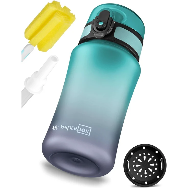 My Vesperbox® Trinkflasche Kinder [350ML] - Wasserflasche Kohlensäure Geeignet & Auslaufsicher - Water Bottle Kids - für Schule & Sport - Kinderflasche für Mädchen & Jungen - inkl. Ersatzdichtung