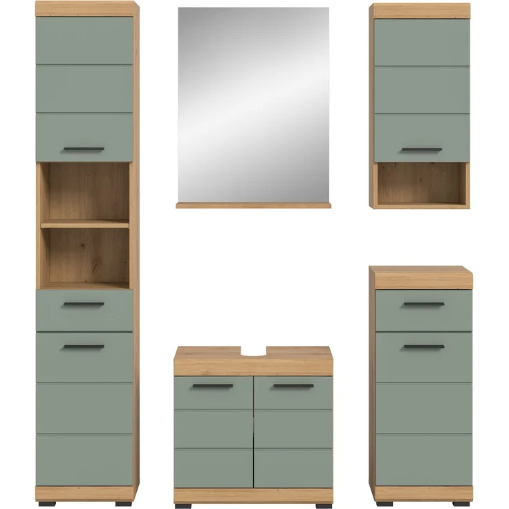 Xonox Scout Badkombination (B/H/T: 164x191x34 cm) in Salbei und Artisan Eiche Nachbildung – Bild 2