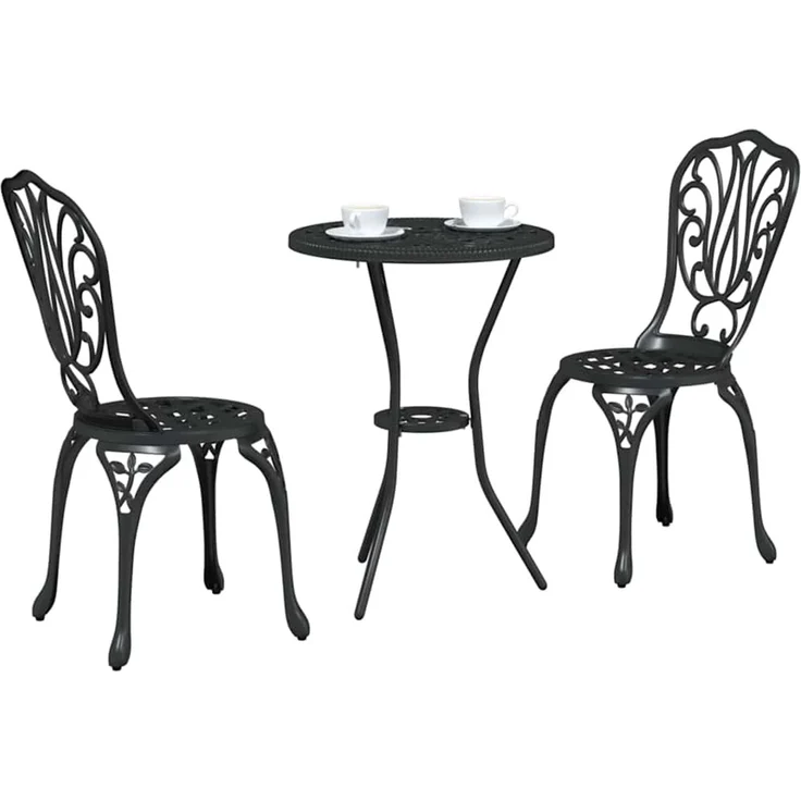vidaXL Garten Bistro Set 3 pcs Schwarz Aluminium 42002383 – Bild 2