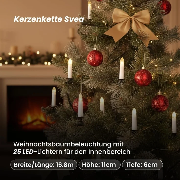 LED-Kerzenkette indoor, 25teilig, warmwhite Univer – Bild 3