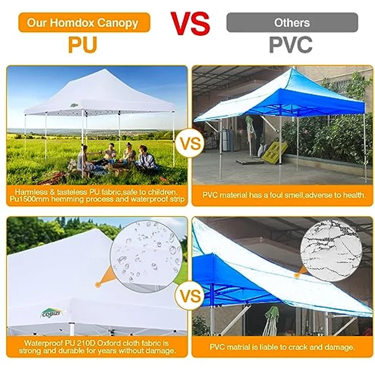 COBIZI Faltpavillon 3X6, Pavillon 3x6 m Wasserdicht Stabil Winterfest, Faltbar Partyzelt mit 6 Seitenwänden & 4 Sandsack Pop up Gartenpavillon Anti-UV für Hochzeiten, Freien, Weiß – Bild 8