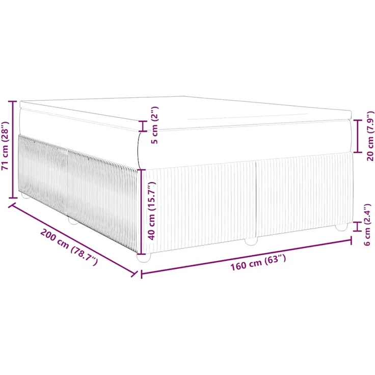 vidaXL Boxspringbett mit Matratze Rosa 160x200 cm Samt 3285655 – Bild 12