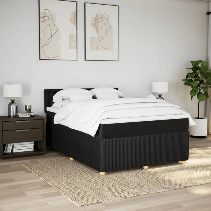 vidaXL Boxspringbett mit Matratze Schwarz 160x200 cm Stoff 3287523 – Bild 3
