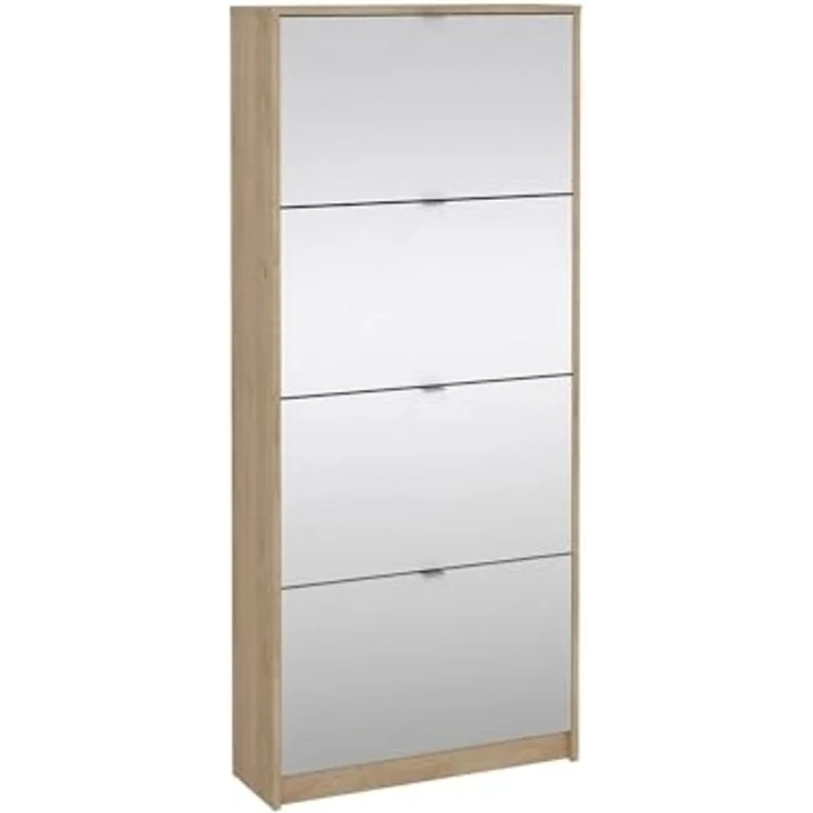 Dmora - Schuhschrank Bliss, Schuhregal, Mehrzweck-Eingangsgarderobe, Möbel für Schuhe, 70x24 h162 cm, Eiche – Bild 2