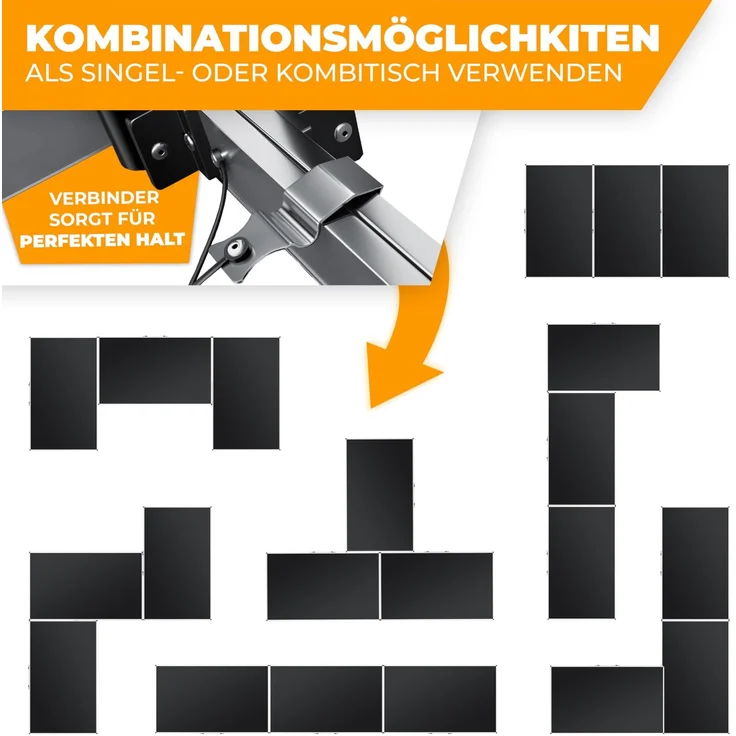 KESSER® Multifunktionstisch Profi 3- teilig, 100 x 60 cm, Tapeziertisch 30kg Tragkraft je Tisch Mit Ausziehfunktion Klapptisch Flohmarktisch Beistelltisch Mehrzwecktisch Campingtisch höhenverstellbar Schwarz – Bild 8