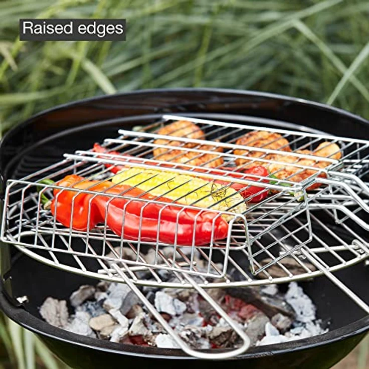 Barbecook Doppelter Grillrost aus Chrom und Holz 31.5x25x5cm – Bild 3