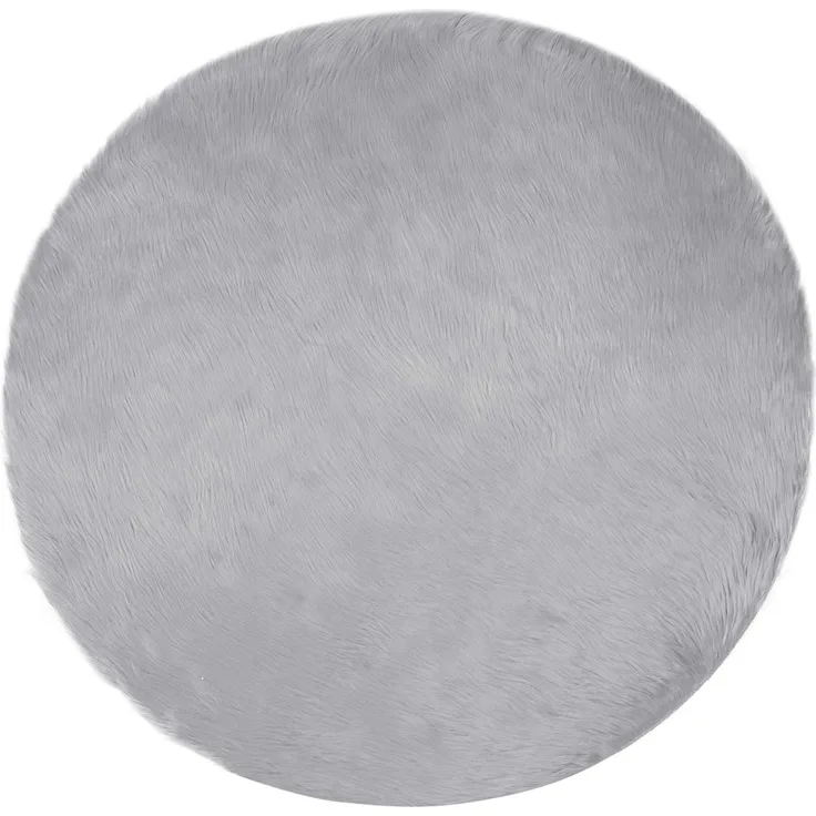vidaXL Kunstschaffell Teppich Tafalla Grau Ø 100 cm Polyester 42021536