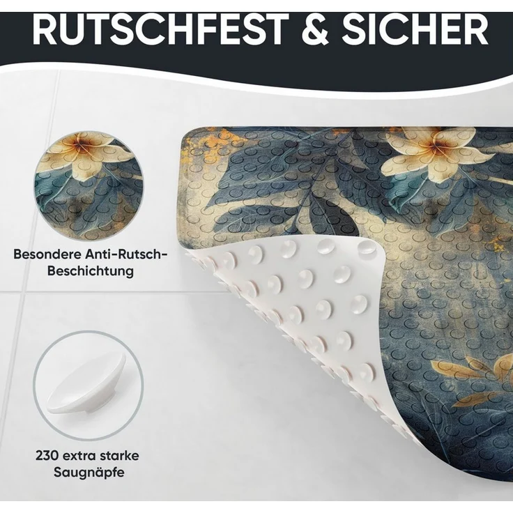 Sanilo Duschmatte mit Motiv, viele schöne Badematten zur Auswahl, rutschfeste & sichere Badematte, hochwertig, Kunststoff PVC, quadratisch, 230 extra starke Saugnäpfe, 53 x 53 cm, waschbar – Bild 4