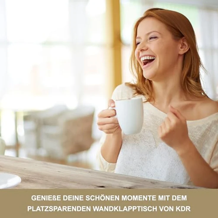 KDR Produktgestaltung Wandklapptisch Schreibtisch Tischplatte 80x50 cm in Eiche astig Klapptisch Esstisch Küchentisch für die Wand Höhe Tisch 74 cm zur Wandmontage mit Tischbein klappbar – Bild 8