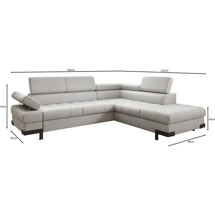 Luxusbetten24 Schlafsofa Designer L Sofa Noelia in Echtleder, mit Schlaffunktion und Stauraum – Bild 2
