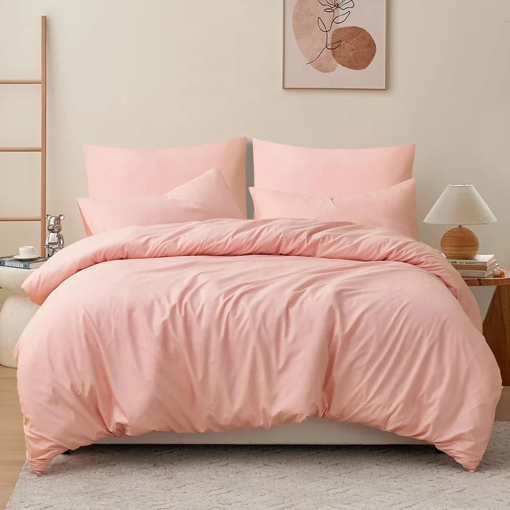 Bettwäsche 220x240 Set Rosa 3teilig mit Kissenbezüge Mikrofaser – Bild 1