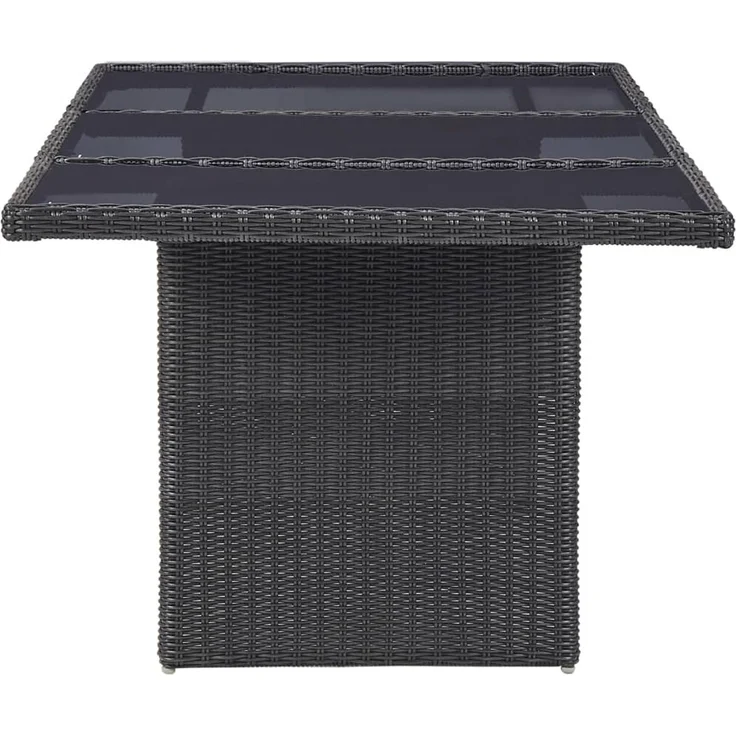 Gartentisch, Esstisch, Küchentisch Schwarz 200 x 100 x 74 cm Glas und Poly Rattan – Bild 3