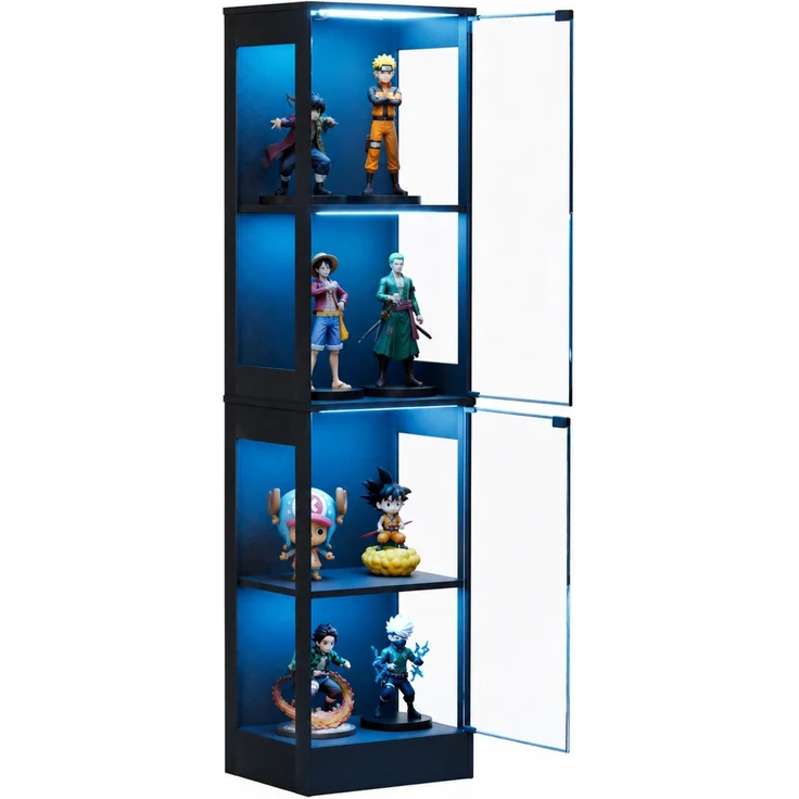 DESVIAE Vitrine mit LED-Beleuchtung und Bewegungssensor 40x165x35 cm ABS Akazienholz – Bild 7