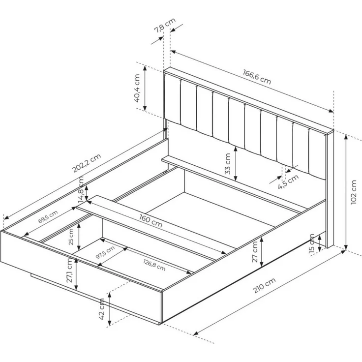 Compleo Bett mit Bettkasten, Schlafzimmermöbel, Doppelbett mit Stauraum, MADE IN EU – Bild 4