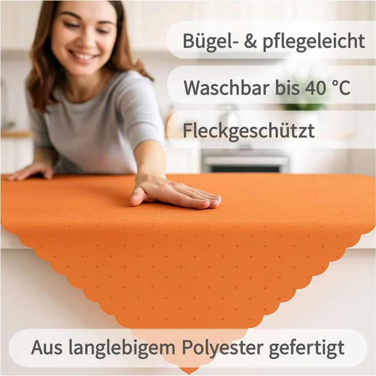 matches21 HOME & HOBBY Tischdecke Tischläufer 40 x 150 cm in Rot für Esstisch & Küche (1-tlg), Waschbare Mitteldecke mit gewelltem Rand – Bild 3