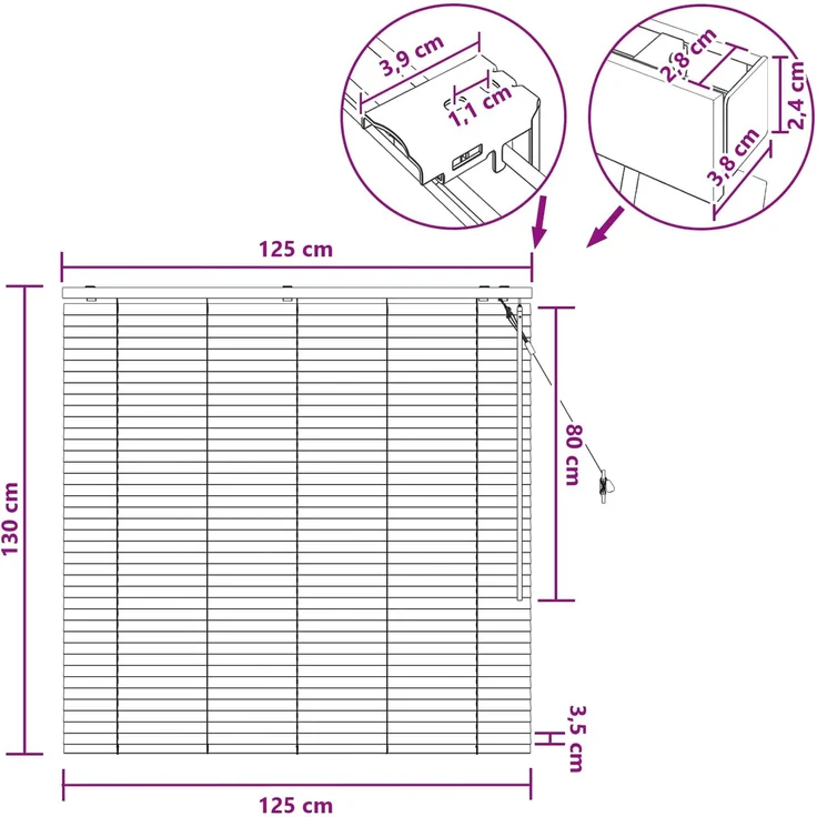 vidaXL Venezianische Jalousie Weiß 125 x 130 cm 35 mm 42015396 – Bild 9