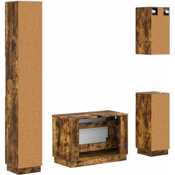 vidaXL 4-teiliges Badezimmer-Schrank-Set HOORN Raucheiche 3417959 – Bild 7