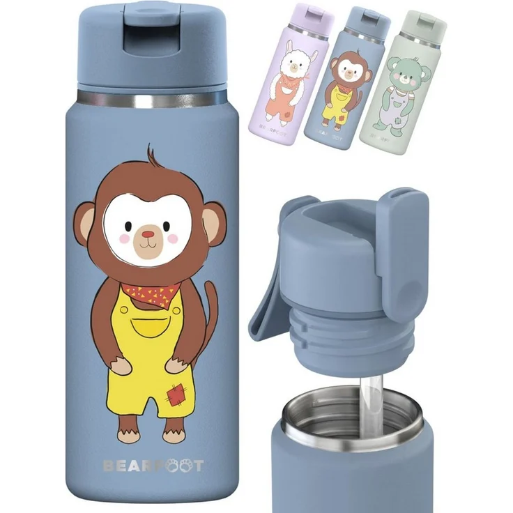 BEARFOOT Trinkflasche TINY Thermo Kinder Trinkflasche Edelstahl - Affe, Thermosflasche, auslaufsicher, Edelstahl, Kinderflasche, BPA-frei – Bild 1
