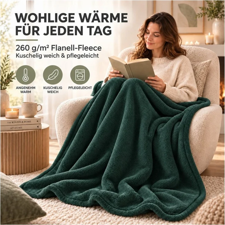Wohndecke Kuscheldecke 260 g/m², flauschige Wohndecke, Fleecedecke, Oeko-Tex, Komfortec – Bild 4