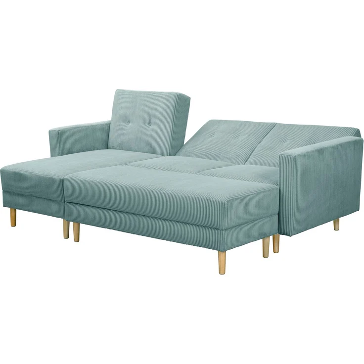 Funktionssofa mit Hocker Kattie Cordstoff eisblau – Bild 3