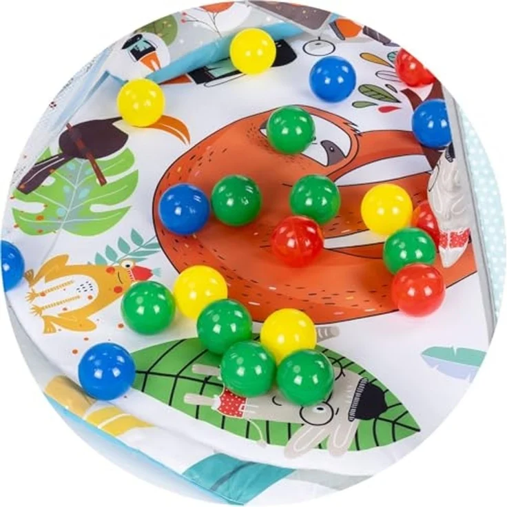 Chipolino Spielbogen Jungle Musik, Licht, Bälle, Krabbeldecke, hängende Figuren hellblau – Bild 4