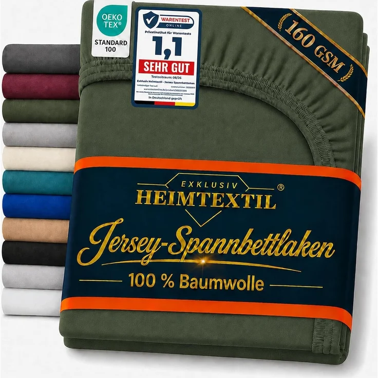Jersey Spannbettlaken Deluxe 140 - 160 x 200 cm Grau – Bild 1
