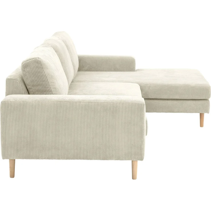 Sofa mit Longchair rechts Kaylynn Cordstoff creme – Bild 4
