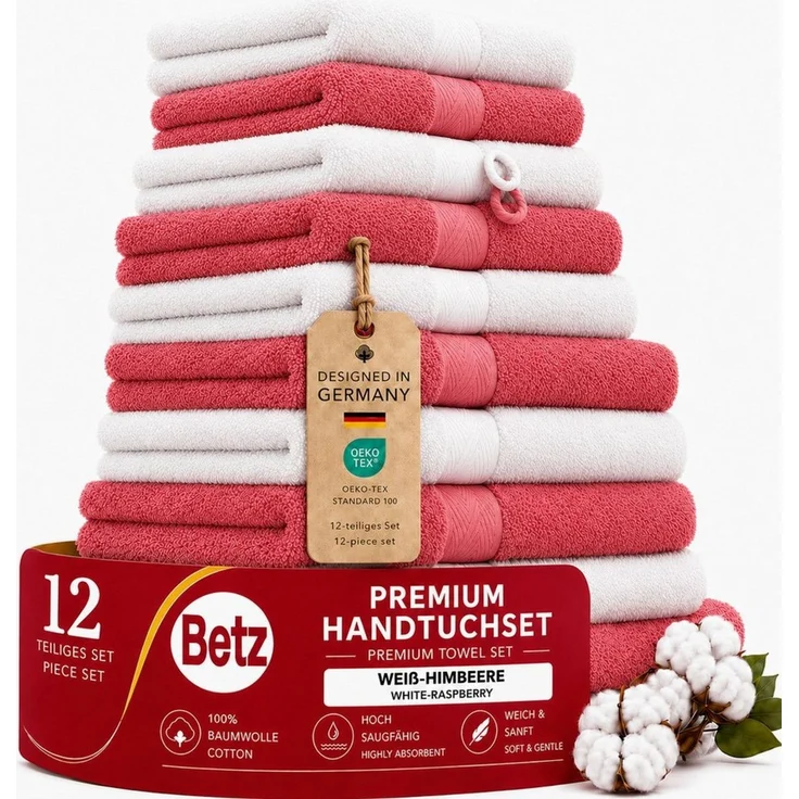 Betz Handtücher Premium Handtuch-Set 12-tlg, 100% Baumwolle (Set, 12-St), Duschtücher,Handtücher, Gästetücher, Seiftücher,Waschhandschuhe – Bild 1