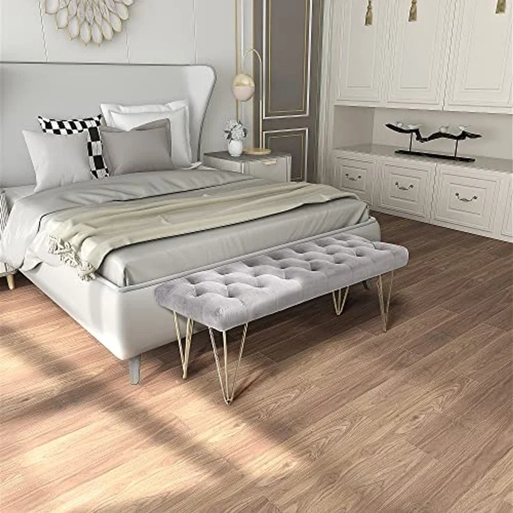 HOMCOM Sitzbank Schuhbank mit Samtoptik (Bettbank, 1-St, Polyesterbank), Grau 116 x 44,5 x 49 cm – Bild 2