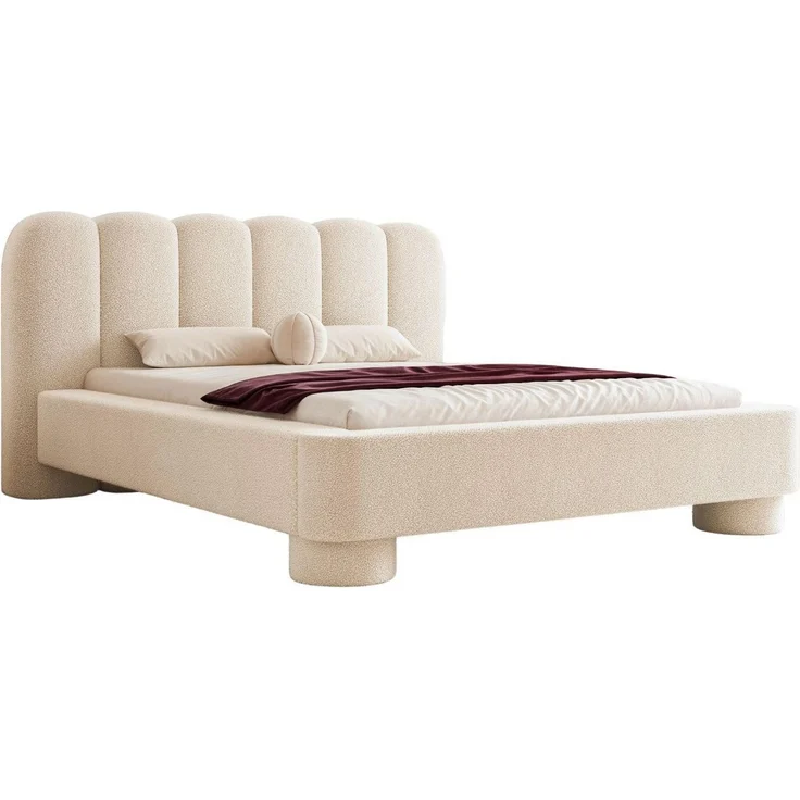 Compleo Polsterbett Polsterbett Boucle Stoff, Designerbett, Bubble bett, MADE IN EU (Japandi design), TOPSELLER, Wolkenbett modern – Bild 2